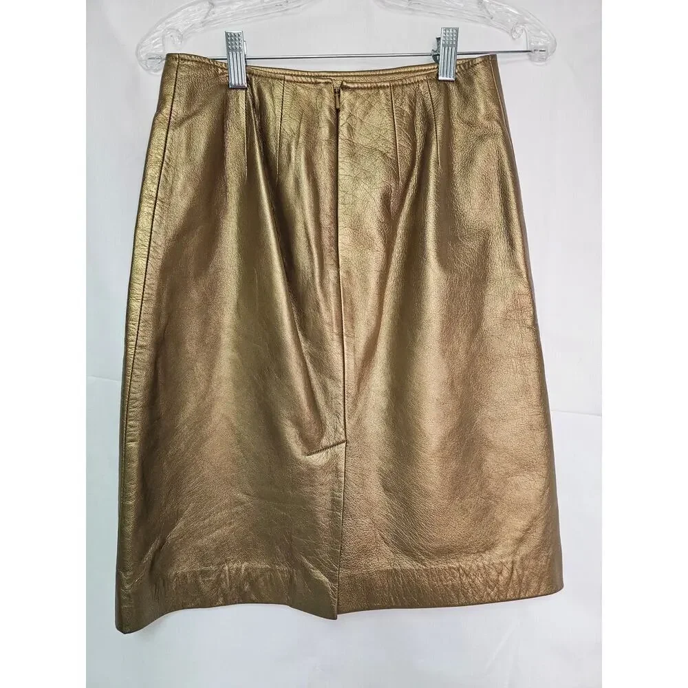 Dana Buchman faux leather Golden Skirt 2 Petite